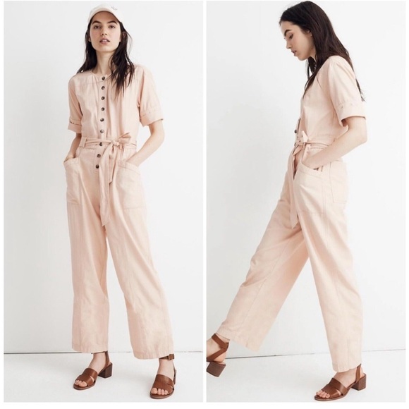 Madewell Comfortable Light Pink Button Up Jumpsuit - Picture 1 of 4